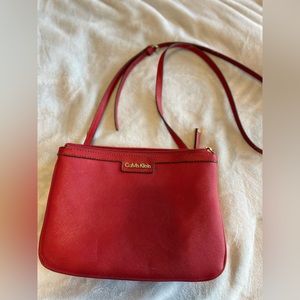Red Calvin Klein crossbody purse